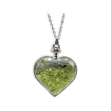 Necklace - Heart Shaped Glass Bottle - Peridot