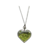 Necklace - Heart Shaped Glass Bottle - Peridot
