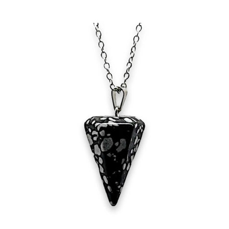 Necklace - Mini Cone - Snowflake Obsidian