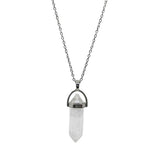 Necklace -White Cristal Quartz -Point Pendant
