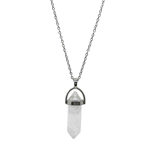 Necklace -White Cristal Quartz -Point Pendant