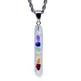 Necklace - 7 Chakras Gemstone - Natural Quartz Pointed Pendant