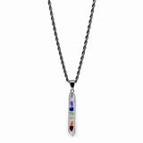 Necklace - 7 Chakras Gemstone - Natural Quartz Pointed Pendant