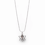 Necklace -925 Sterling Silver -Lotus -Decorated with Gemstones