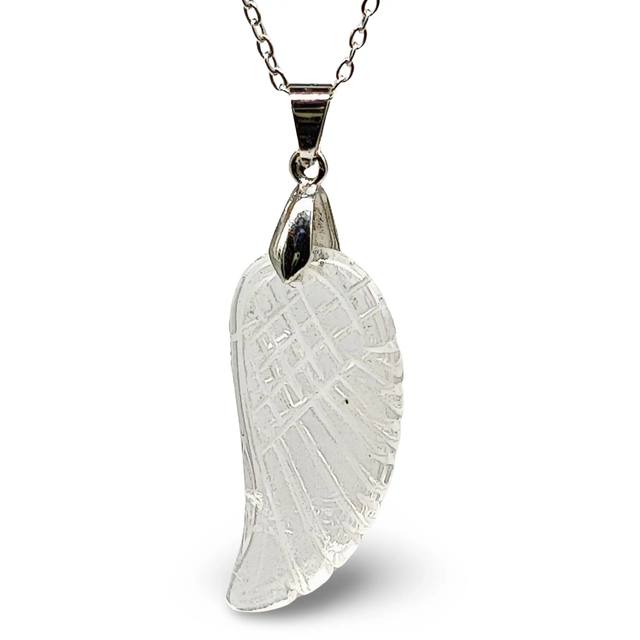 Necklace - Gemstone - Angel Wings - Crystal Quartz
