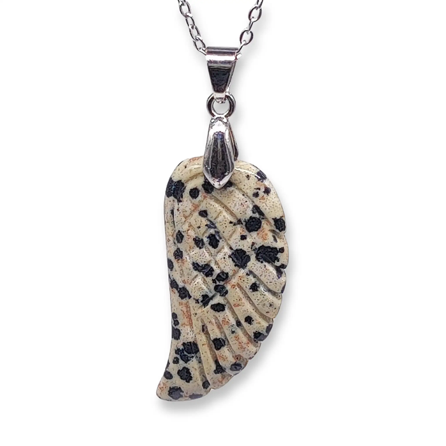 Necklace -Gemstone -Angel Wings -Dalmatien Jasper