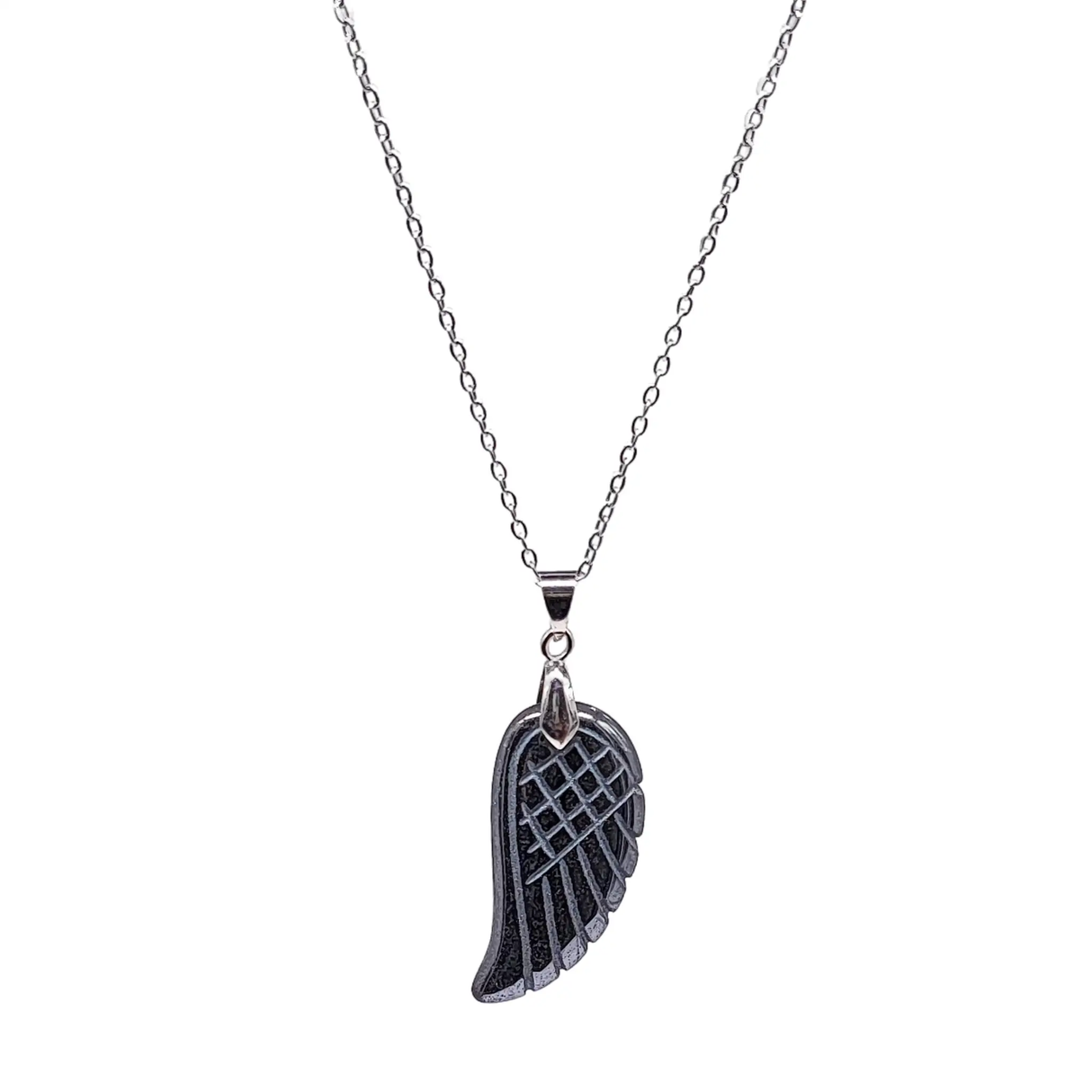 Necklace -Gemstone -Angel Wings -Hematite
