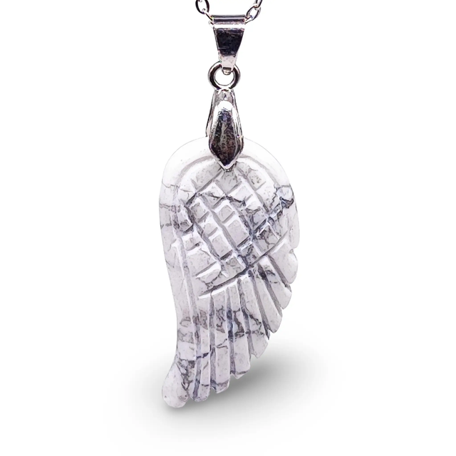 Necklace -Gemstone -Angel Wings -Howlite