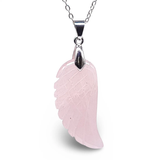 Necklace - Gemstone - Angel Wings - Rose Quartz