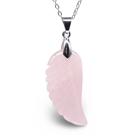 Necklace - Gemstone - Angel Wings - Rose Quartz
