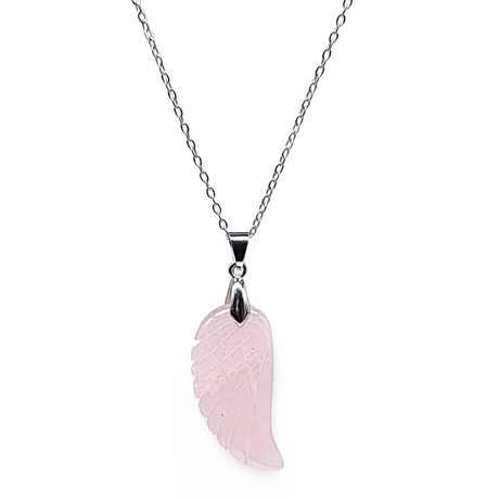 Necklace - Gemstone - Angel Wings - Rose Quartz