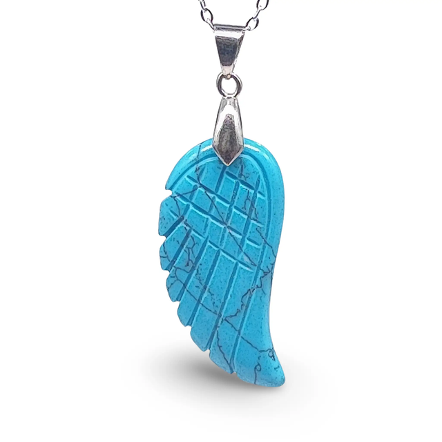 Necklace -Gemstone -Angel Wings -Turquoise