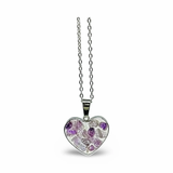 Necklace - Heart Shaped Glass Bottle - Amethyst
