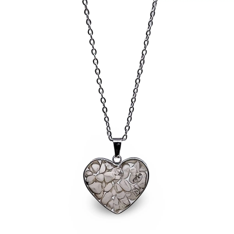 Necklace -Heart Shaped Glass Bottle -Howlite