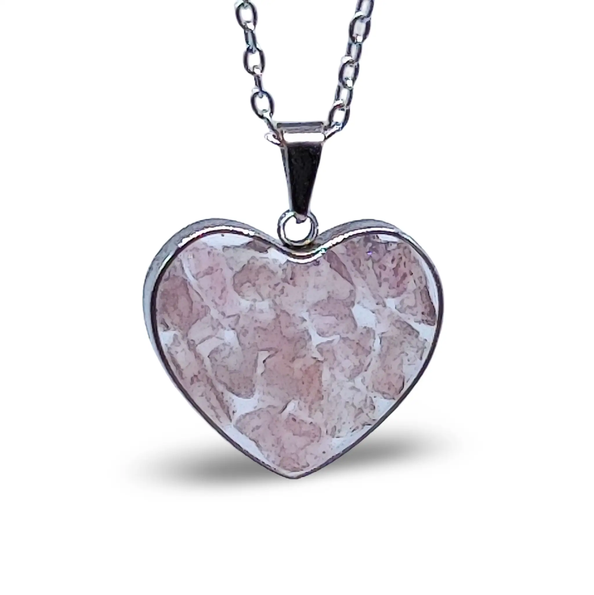Necklace - Heart Shaped Glass Bottle - Rose Quartz