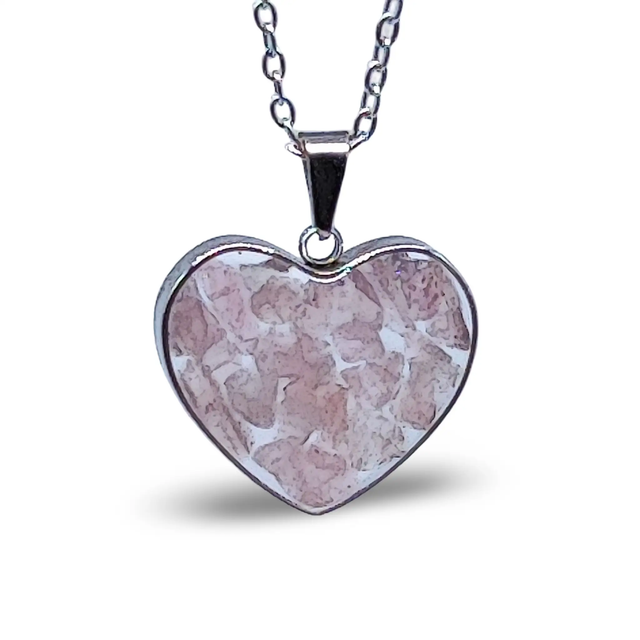 Necklace - Heart Shaped Glass Bottle - Rose Quartz