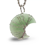 Necklace - Tree of Life - Natural Green Aventurine - Crescent Moon