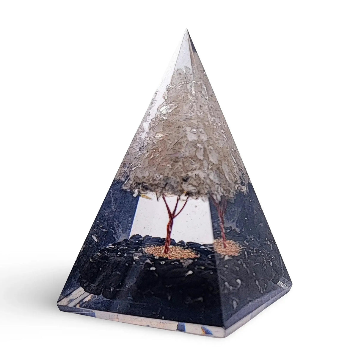 Pyramid -Orgonite -Shungite Gemstones -Crystal Quartz Tree