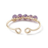 Ring - Copper Wire Wrapped - Natural Amethyst - Adjustable