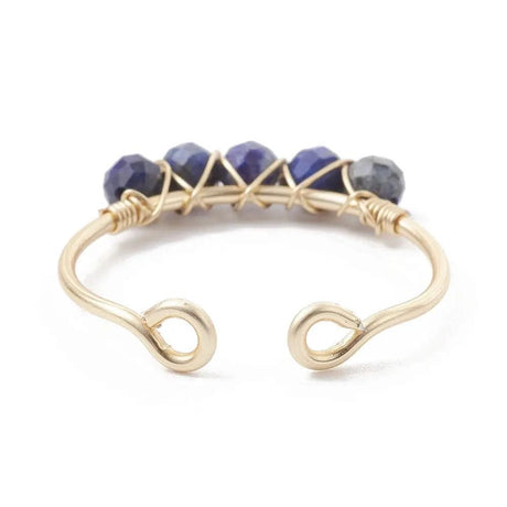 Ring - Copper Wire Wrapped - Natural Lapis Lazuli - Adjustable