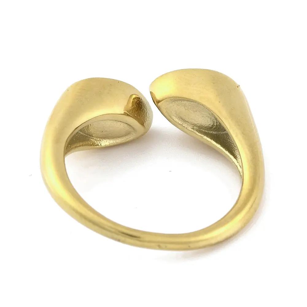Ring – Ion Plating - Stainless Steel - Teardrop Blue Zircon - Open Cuff Ring