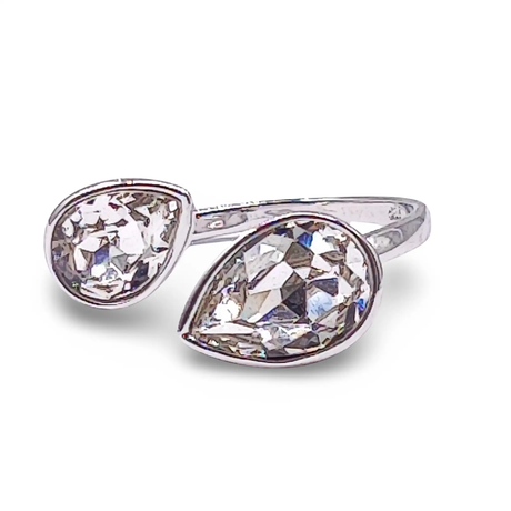 Ring - 925 Sterling Silver - Adjustable - Crystal Quartz