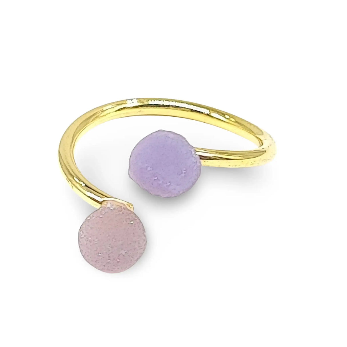 Ring -Adjustable -Open Ring -Golden -Round Agate