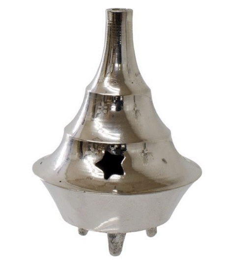Silver brass incense burner star cut lid cone resin 2.25 inch – Pür Sérénité