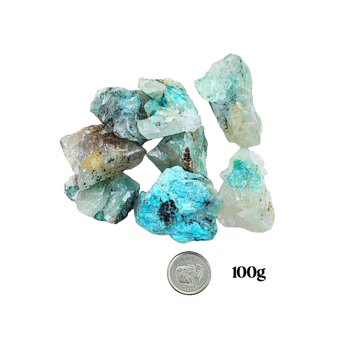 Stone -Chrysocolla -Crystal -Quartz -Rough -1" to 2"