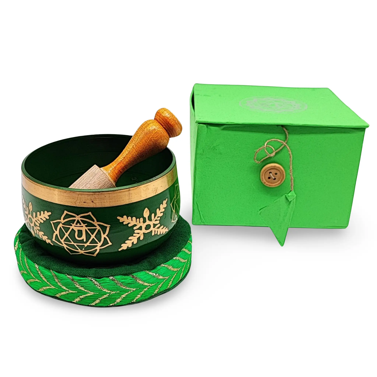 Tibetan Singing Bowl -Solid Brass -7 Chakras -4″ 4-Chakra Heart - C#5 Note 440HZ