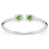 Toe Ring -925 Sterling Silver -Adjustable -Heart Shape Emerald