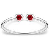 Toe Ring -925 Sterling Silver -Adjustable -Heart Shape Garnet