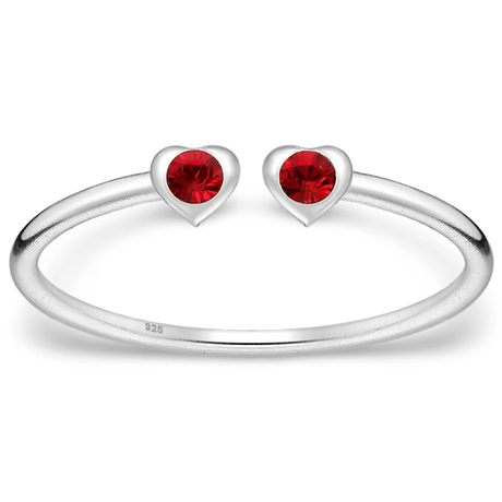 Toe Ring -925 Sterling Silver -Adjustable -Heart Shape Garnet