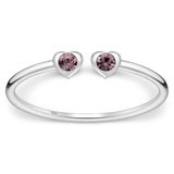 Toe Ring -925 Sterling Silver -Adjustable -Heart Shape Light Amethyst