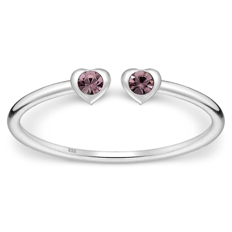 Toe Ring -925 Sterling Silver -Adjustable -Heart Shape Light Amethyst