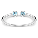 Toe Ring -925 Sterling Silver -Adjustable -Heart Shape Aquamarine