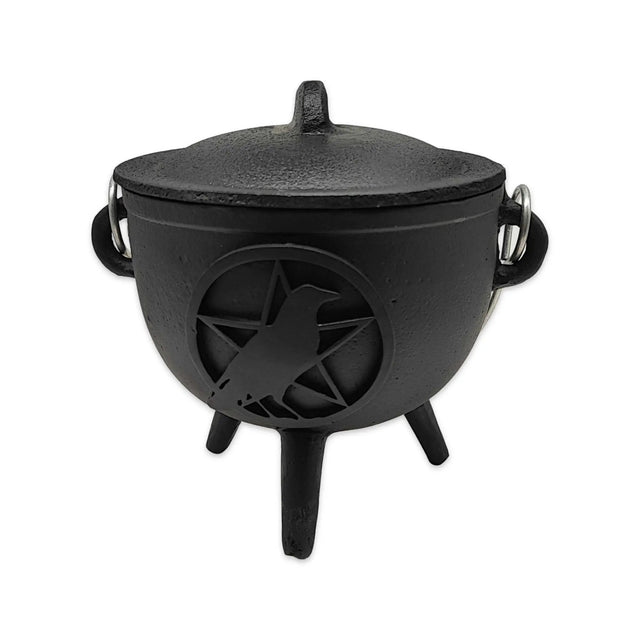 Wicca & Pagan -Cauldron -Cast Iron -Raven & Pentacle -4.5''