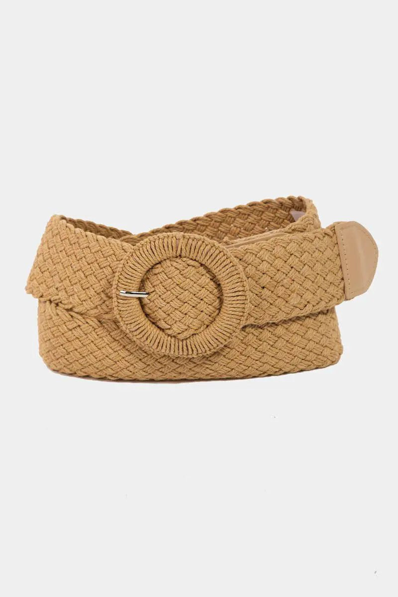 Collections by Fame Accessories - Monotone Hoop Buckle Braided Belt