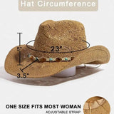 Clothing & Accessories - Mixed Beaded And Rope Western Fedora Straw Hat
