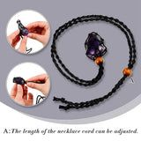 Necklace - Braided Wax Cord Macrame Pouch - Black