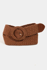Collections by Fame Accessories - Monotone Hoop Buckle Braided Belt
