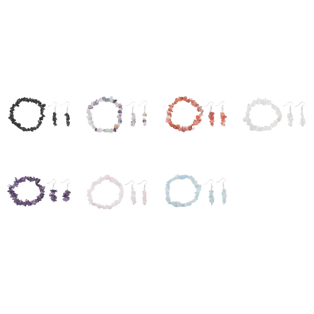 Bracelet & Earring - Elegant Gemstone Bracelet and Earring Set - Chips