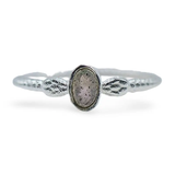 Ring - 925 Sterling Silver - Oval Small Gemstone 8 Moonstone