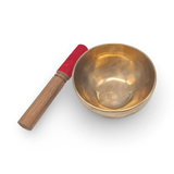 Singing bowl, handmade pure copper with red-felt mallet, 5in diameter