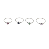 Ring - 925 Sterling Silver - Small Rond Gemstone
