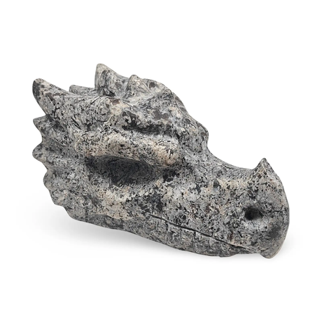 Stone Dragon Skull Yooperlite sculpture, gray speckled by Pür Sérénité