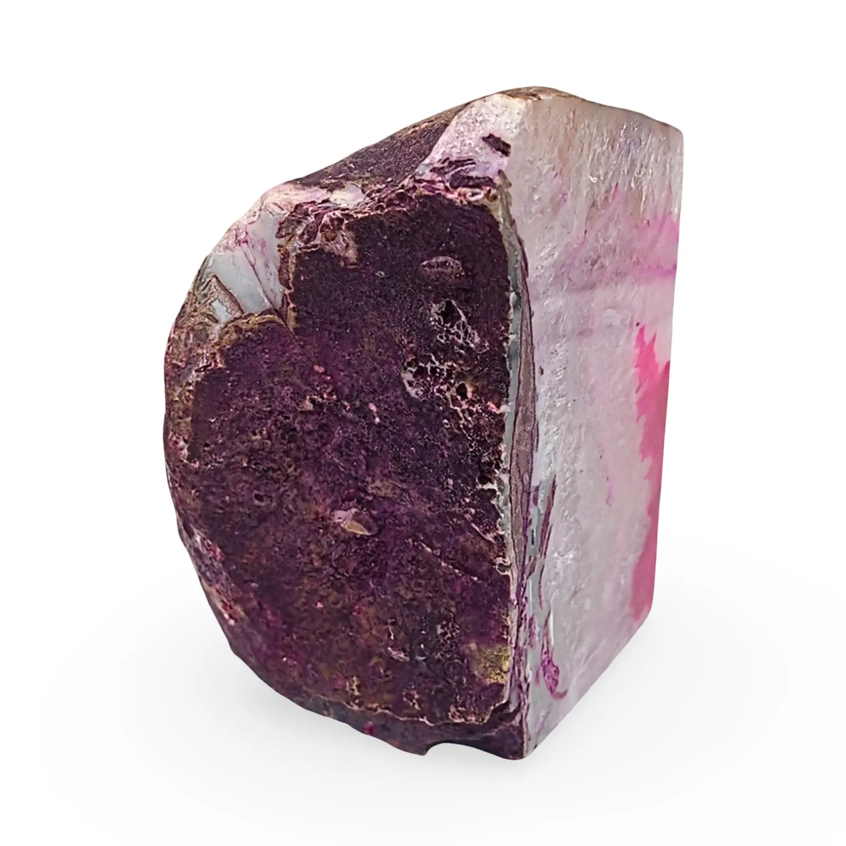 Pink agate geode stone sculpture by Pür Sérénité, natural pink hues, 3380g.