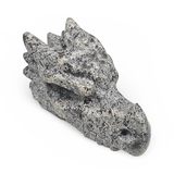 Dragon skull stone sculpture in gray Yooperlite, 8 inches