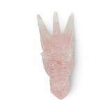 Rose quartz dragon skull sculpture by Pür Sérénité, 5-inch, 425g