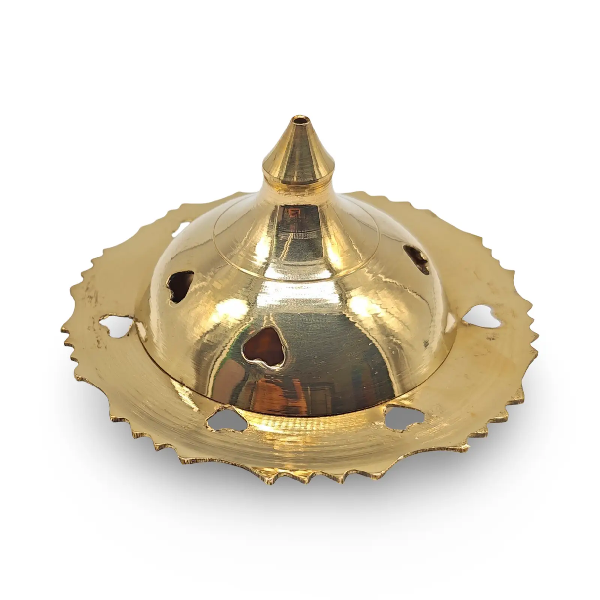 Incense burner, gold brass backflow and sticks holder for cone and resin
